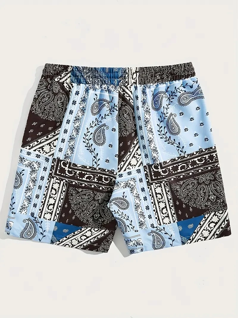 Men beach pants Three-piece cashew flower 3D printed shorts Men Summer Breathable shorts Fitness Street shorts Men's Ropa Hombre