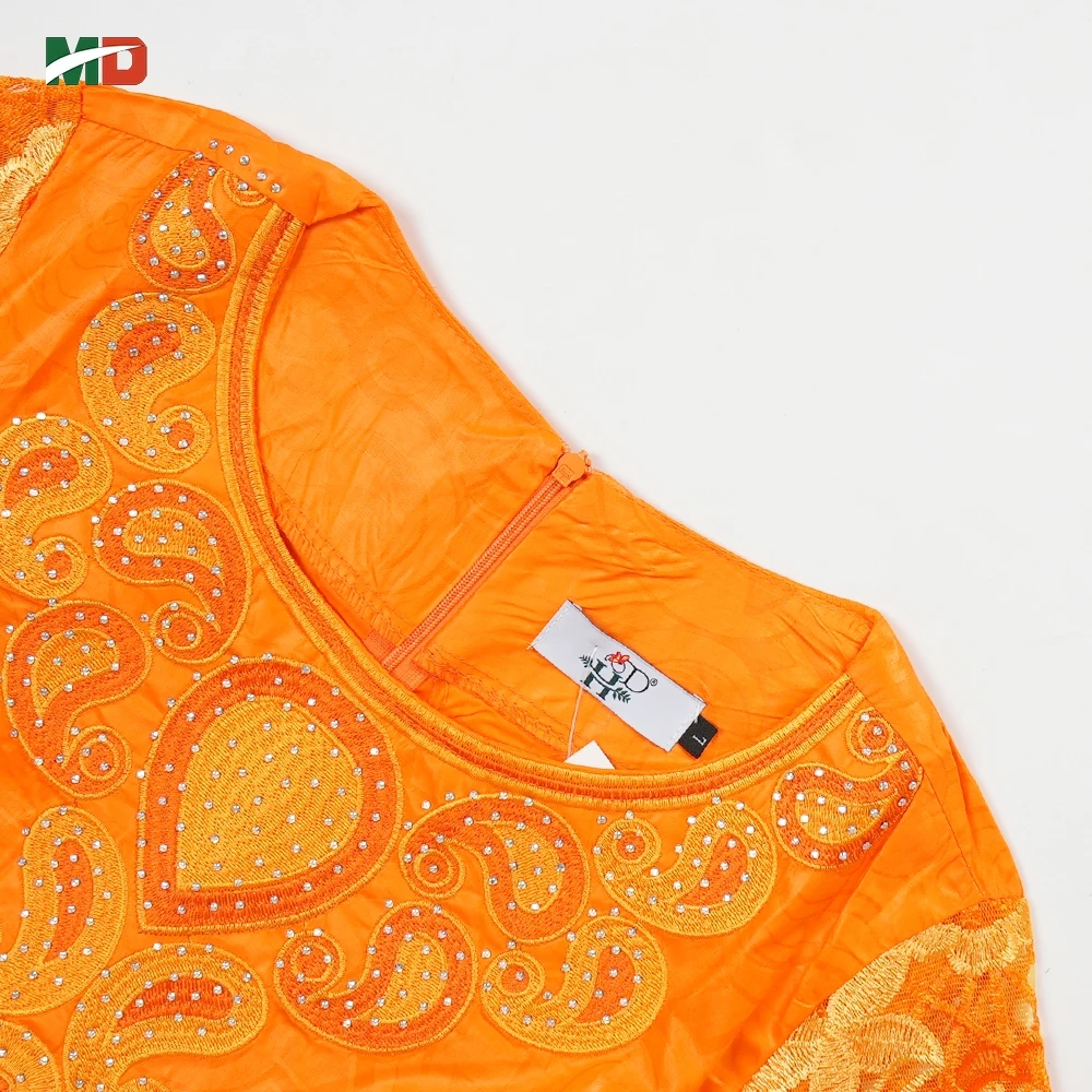 MD الأفريقية التقليدية حجم كبير للنساء دبي تركيا المطرزة البرتقال بازان الثراء فستان الدانتيل حفل زفاف ثوب الجلابة