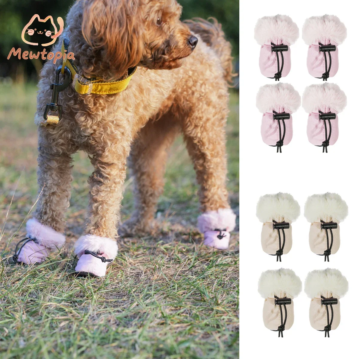 Winter Dog Waterproof Shoes Soft Bottom Warm Pet Boots Poodle Bears Non-Slip Footwear Four Seasons Anti-Dirty Shoes And Socks