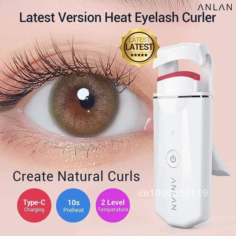 ANLAN Electric Heated Eyelash Curler Long-Lasting Curl Rechargeable Electric Eye Lash Perm Eyelashes Clip Portable Makeup Tool