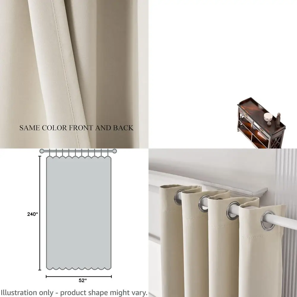 

52x240 дюймов, мягкие текстурированные удлиненные шторы цвета слоновой кости с верхней втулкой для конфиденциальности в 2-этажных домах