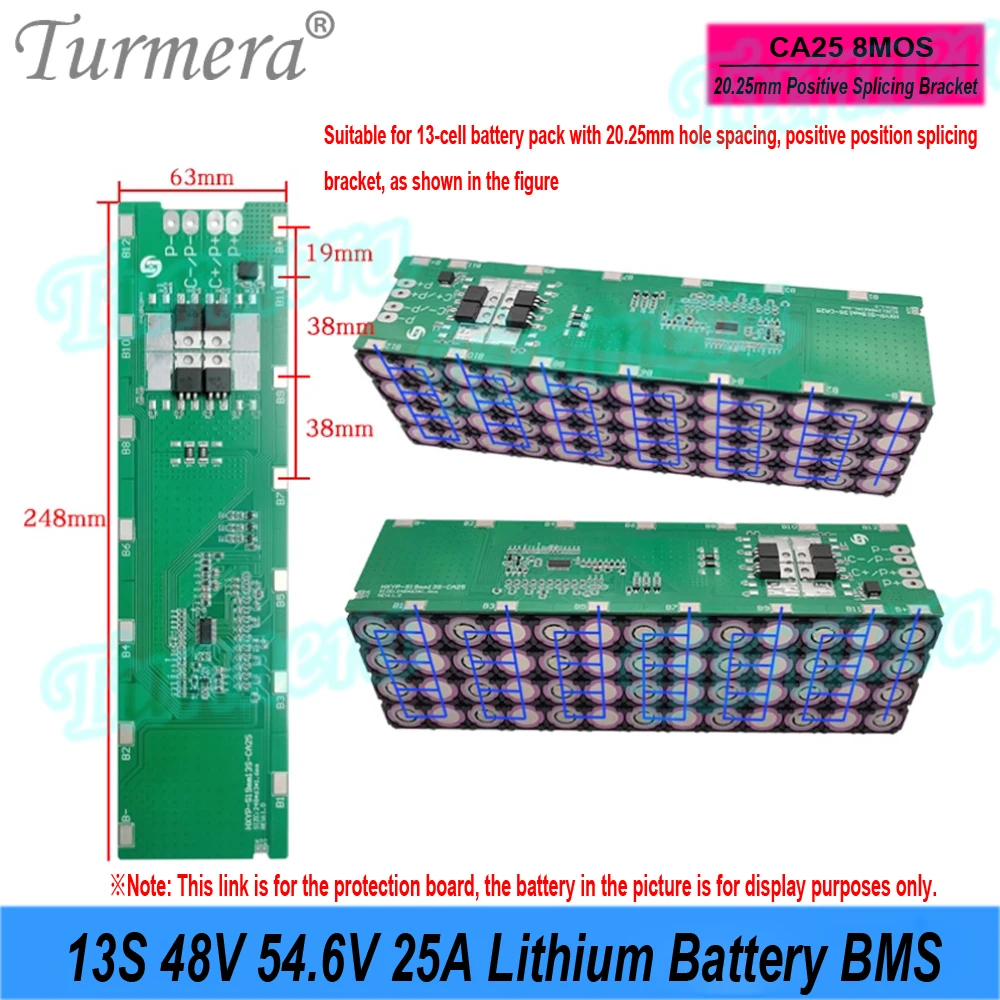 Turmera 13S 48V 54.6V 25A Lithium Battery BMS Welding Board for 18650 13S4P 13S5P 13S6P 13S8P E-Bike E-scooter Battery Pack Use image 3