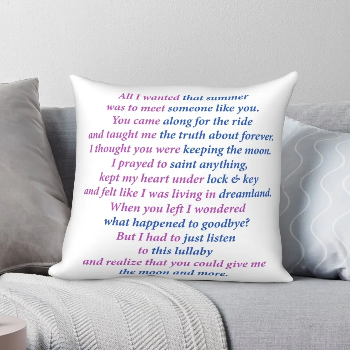 Sarah Dessen Title Poem Square Pillowcase Polyester Linen Velvet Creative Zip Decor Pillow Case Car Cushion Cover