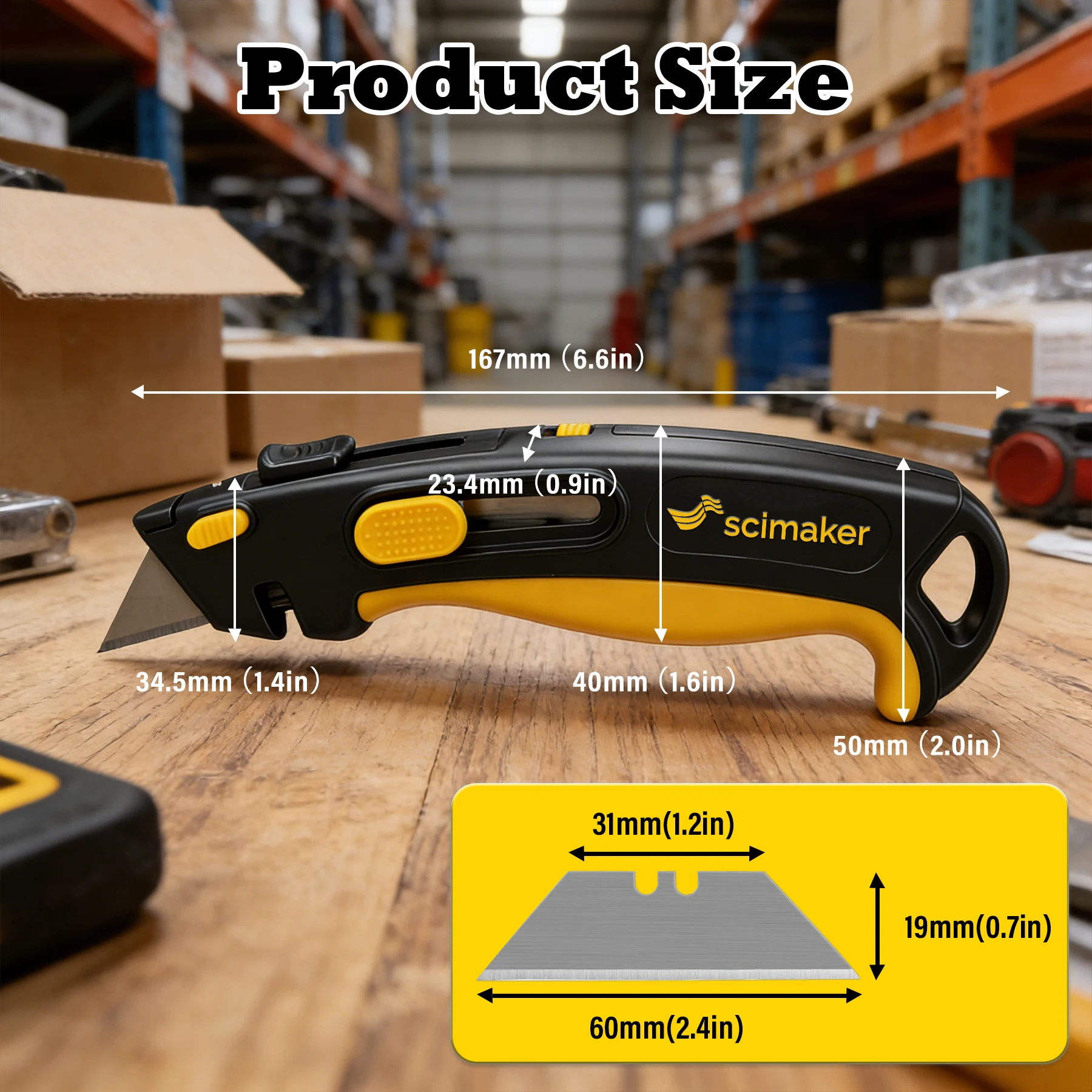 Retractable Utility Knife Professional Tool with Blade Storage Ergonomics Anti-slip Handle Box-Cutting Rope-Cutting Electrician