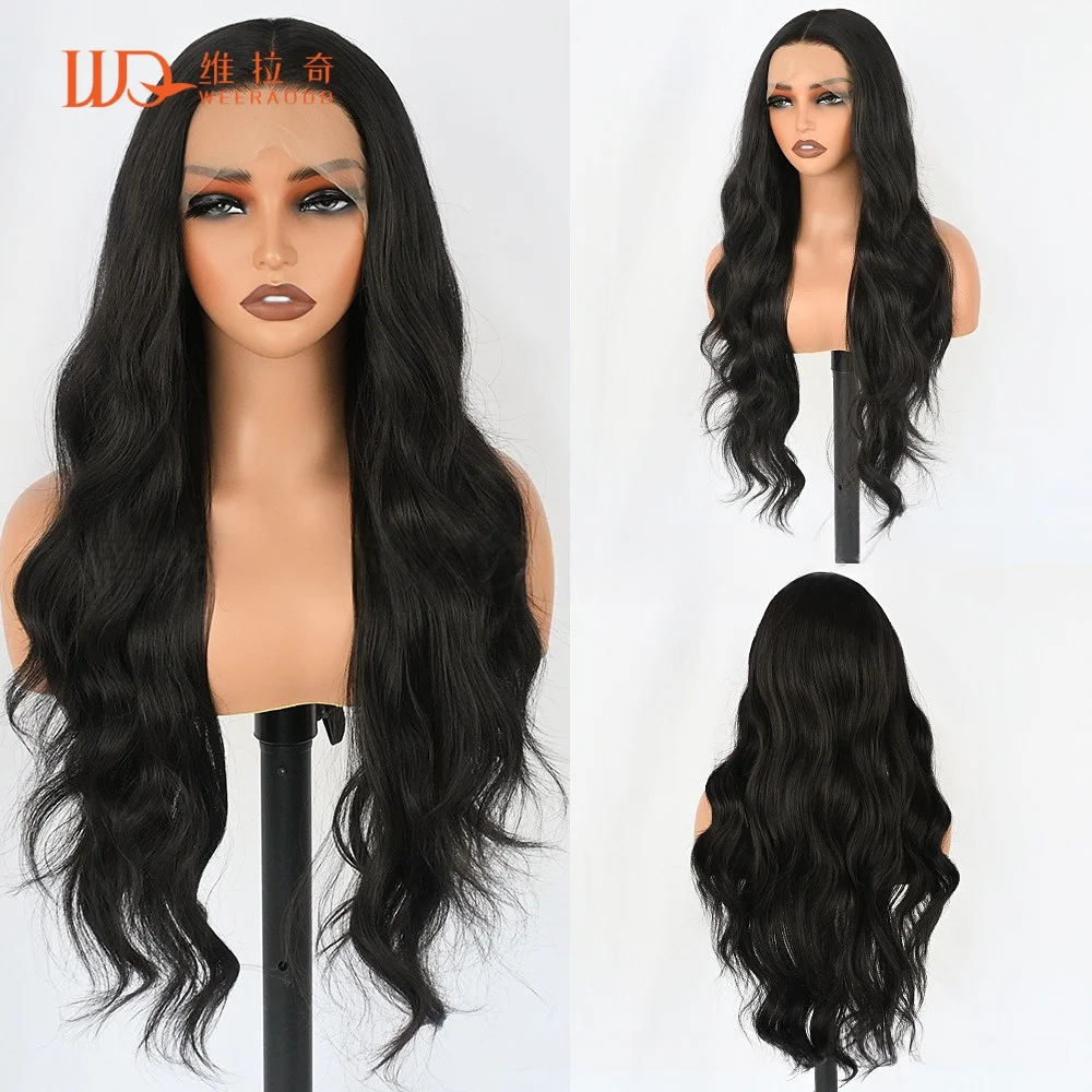 28-inch-black-body-wave-wig-13x4-lace-front-glueless-synthetic-wig-heat-resistant-natural-hairline-150-density-cosplay-daily