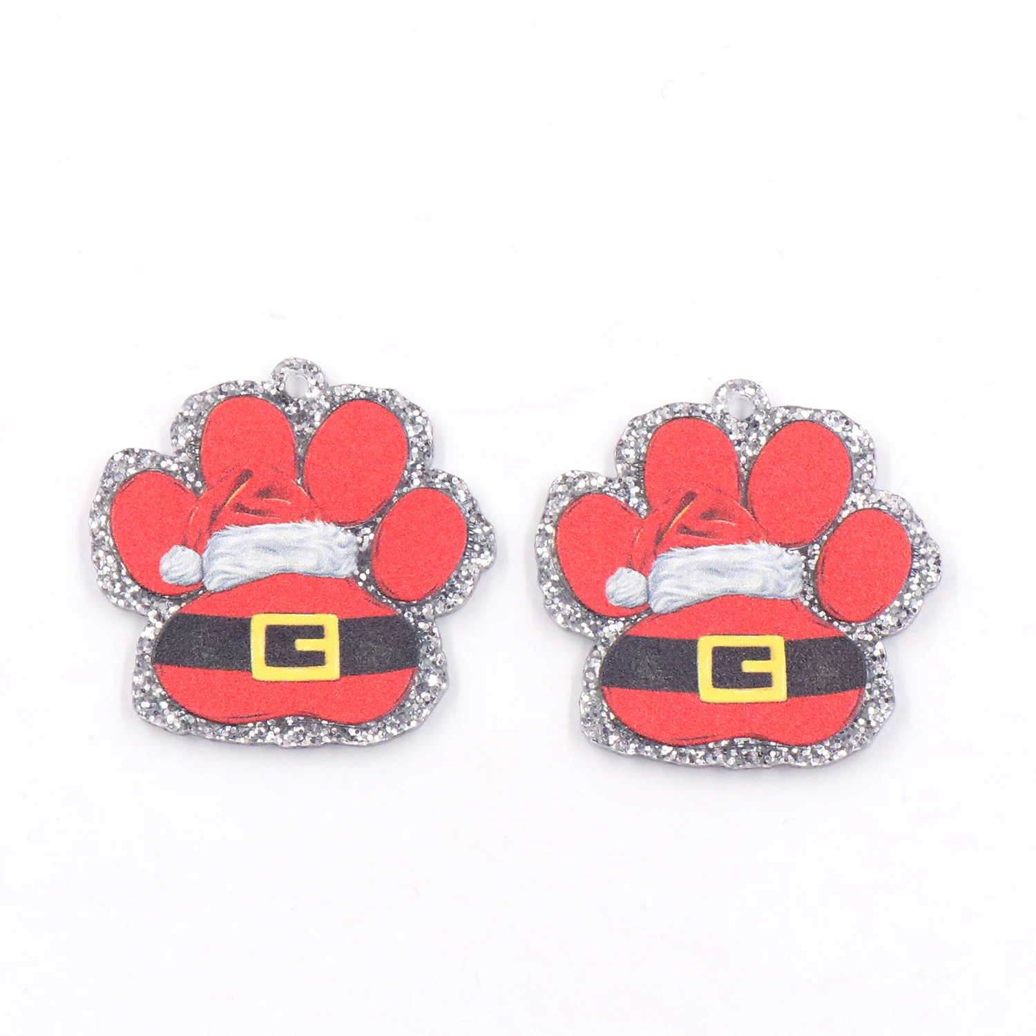 Set of 10 New product CN paw with santa hat For earring Christmas acrylic women's jewelry accessories