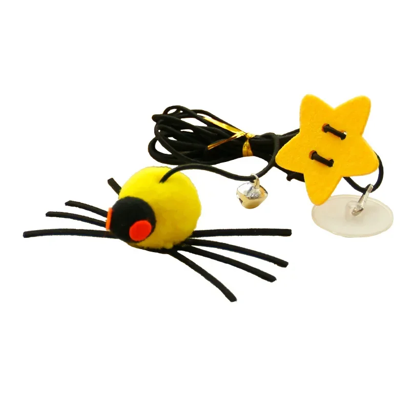 Cat Toy Hanging Door to Relieve Depression Swinging Hanging Elastic Rope Feather Playing Stick Bell Spider Cat Supplies