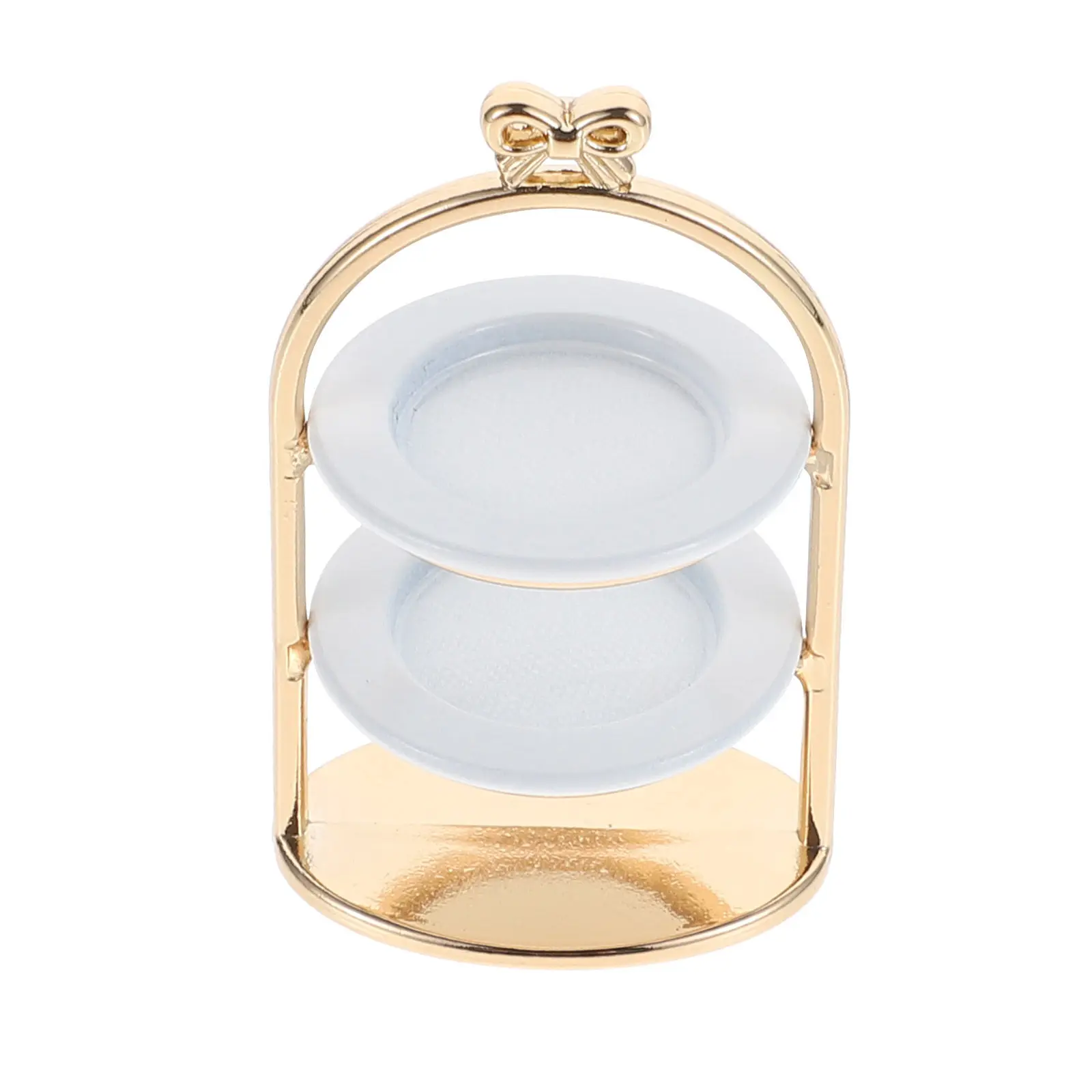 

1Set Mini House Cake Stand Decorative Plate Food Play Simulation Cake Rack Miniature Scene Prop Gift for Children