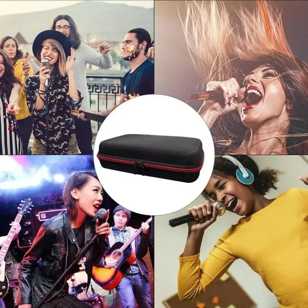 

New EVA Wireless Microphones Storage Box Waterproof Black Microphone Case Handheld Double Zipper Microphone Storage Bag