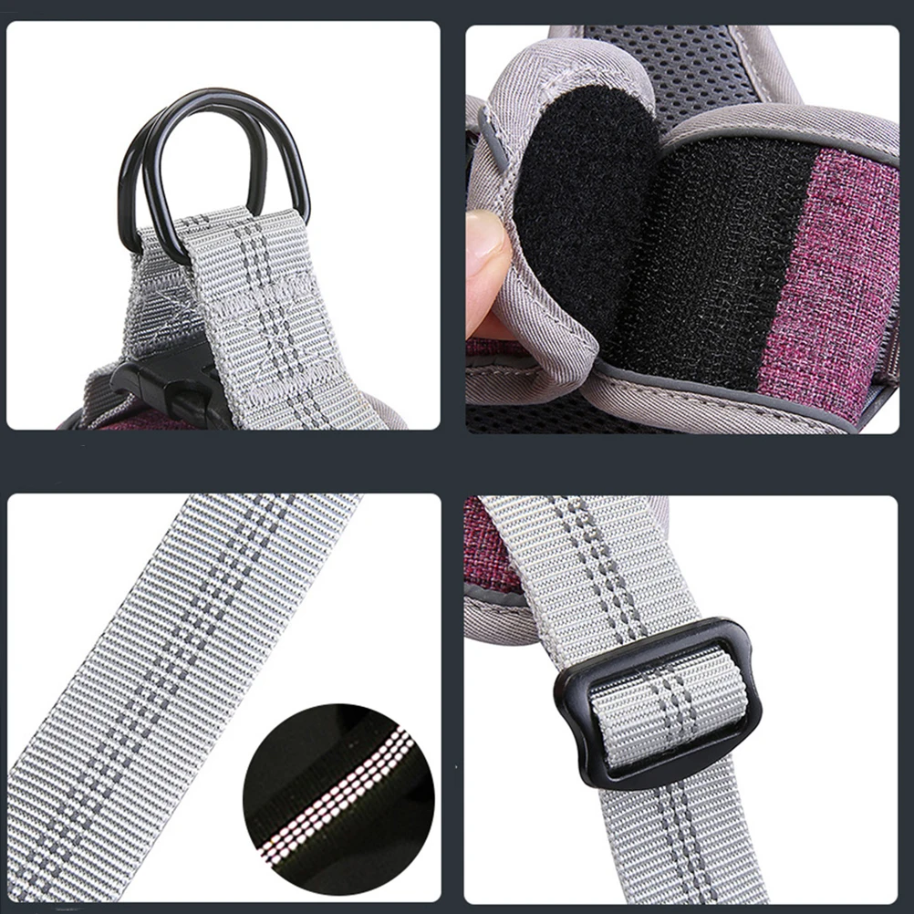 

Adjustable Purple Size M Pet Harness Breathable Vest Type Dog Chest Straps Reflective No-Pull Durable Easy-Clean Safe Harness
