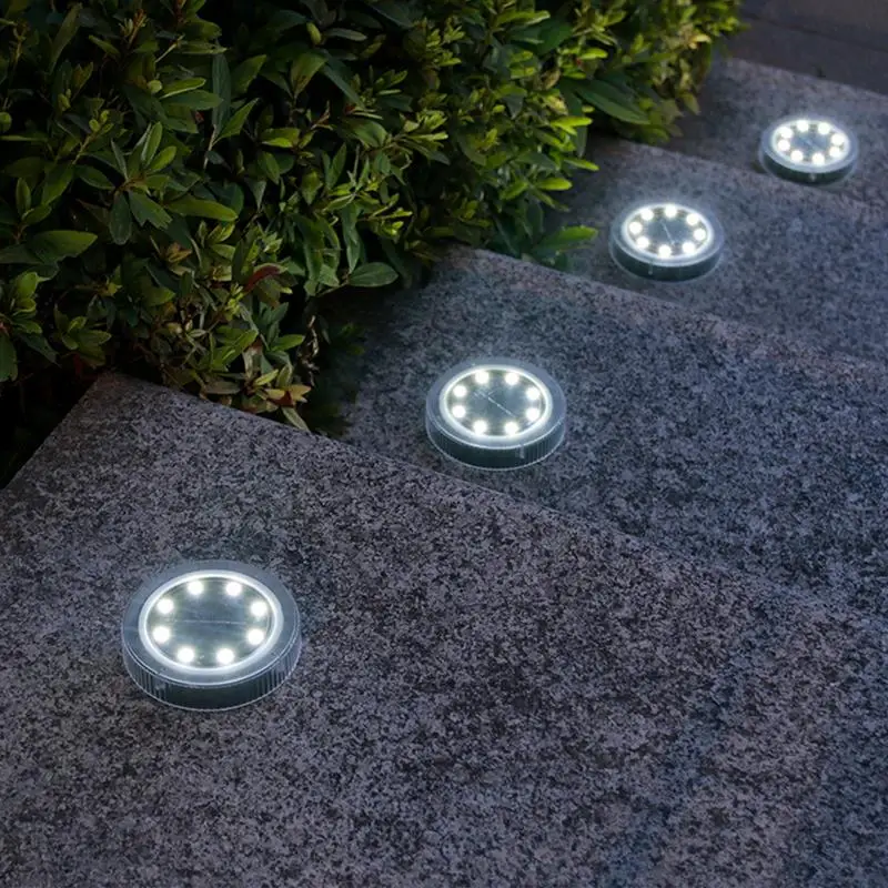 Ground Lights For Outside 4X Flat Solar Lights Outdoor Waterproof Weatherproof Decorative Spotlight Pathlight Stake For Patio