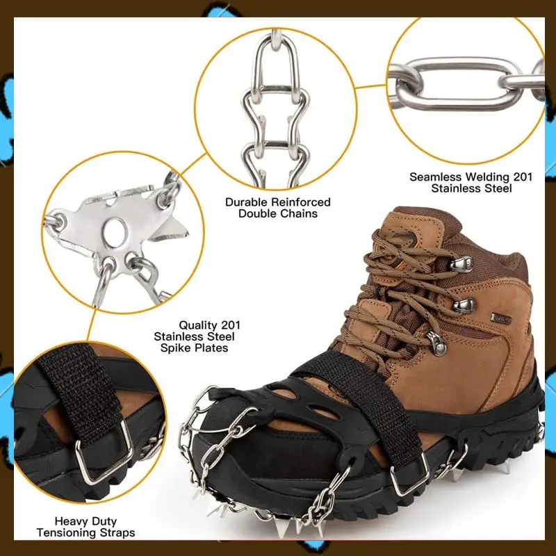 

Promotion! 28-Tooth 201 Stainless Steel Outdoor Ice And Snow Anti-Skid Claws Welded Anti-Skid Shoe Covers With Ice Grippers