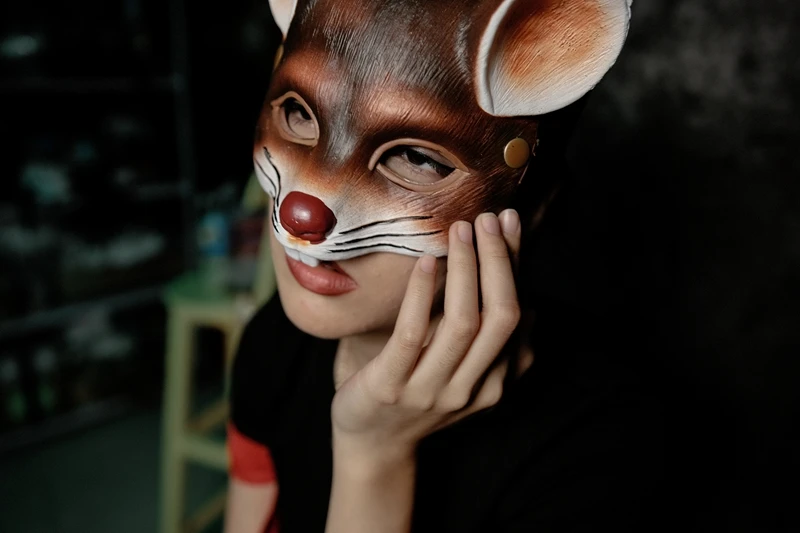 คอสเพลย์เมาส์น่ารักหน้ากากครึ่งหน้าสัตว์หน้ากาก Masquerade Party Cosplay Props ฮาโลวีนหนู Masque Rave Clubwear Carnaval หน้ากาก