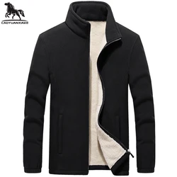 Winter parka men 7XL 8XL 9XL Fleece Mens jackets casual warm Cashmere coats mens Solid color coat Thicken Windproof jacket Men
