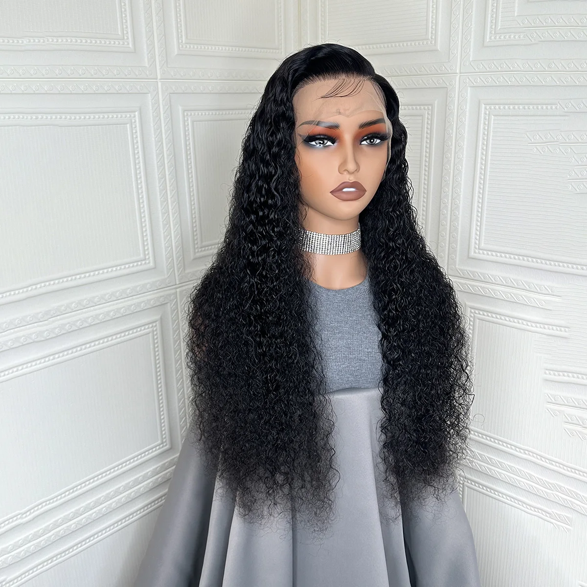 

26-дюймовый длинный черный синтетический парик с креплением без клея, плотность 180, кудрявый, с кружевной передней частью 13*4*1, для женщин, с baby hair, предварительно выщипанный, для повседневного использования