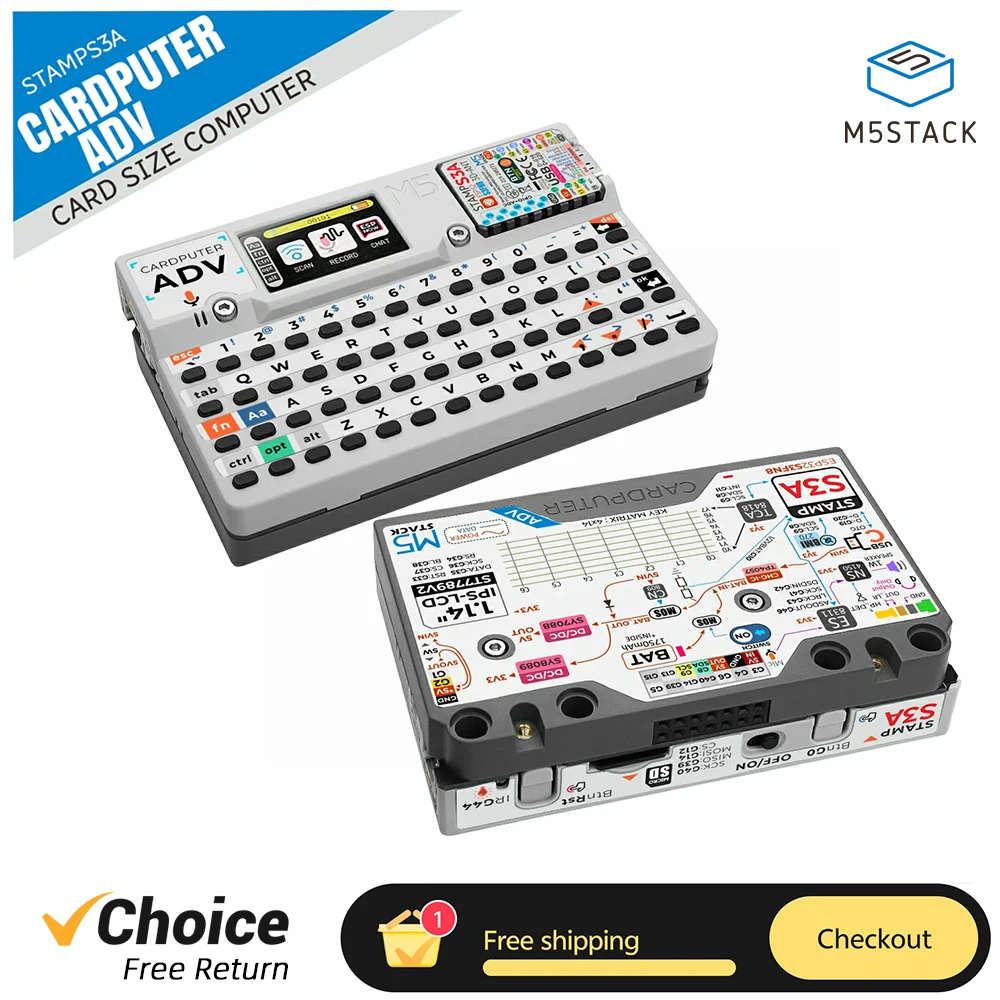 Original M5Stack Cardputer Adv Programmable Card-sized Computer StampS3A IoT Controller 1750mAh 56Key Keyboard Automation