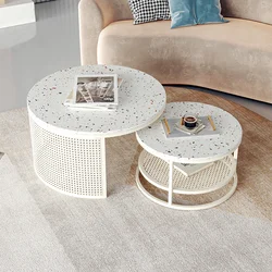 End Side Table Living Room Furniture Large Coffee Table Computer White Round Coffee Table Bedside Tavolo Salotto Desk SY50CT