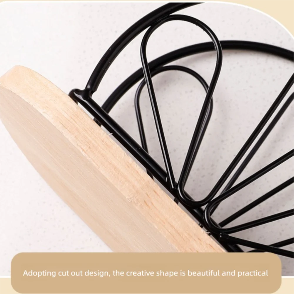 الإبداعية الخشب قاعدة حامل مناديل الحديد الطراز الحديث مستقرة كونترتوب منديل المنظم ورقة موزع رف الجدول الديكور #5