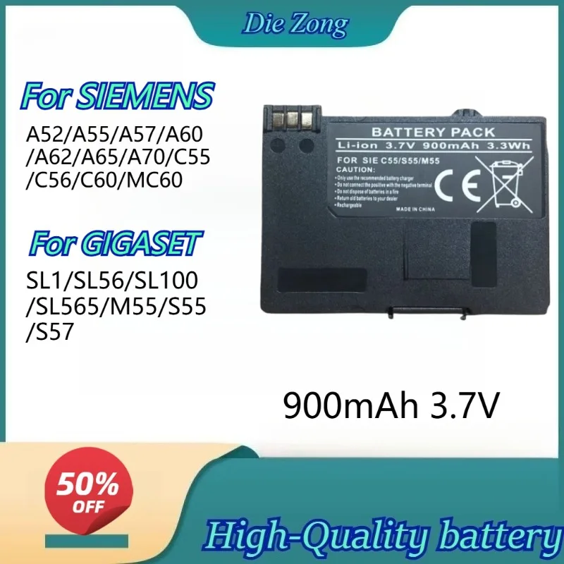 

Battery Packs for SIEMENS 900mAh 3.7V A52/A55/A57/A60/A62/A65/A70/C55/C56/C60/MC60 for GIGASET SL1/SL56/SL100/SL565/M55/S55/S57