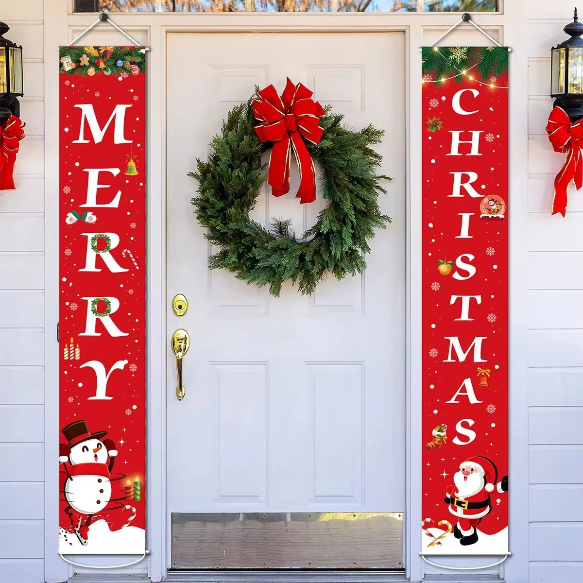 Santa Claus Christmas Door Banner Merry Christmas Decorations for Home 2024 Christmas Ornament Xmas Navidad Gift New Year 2025