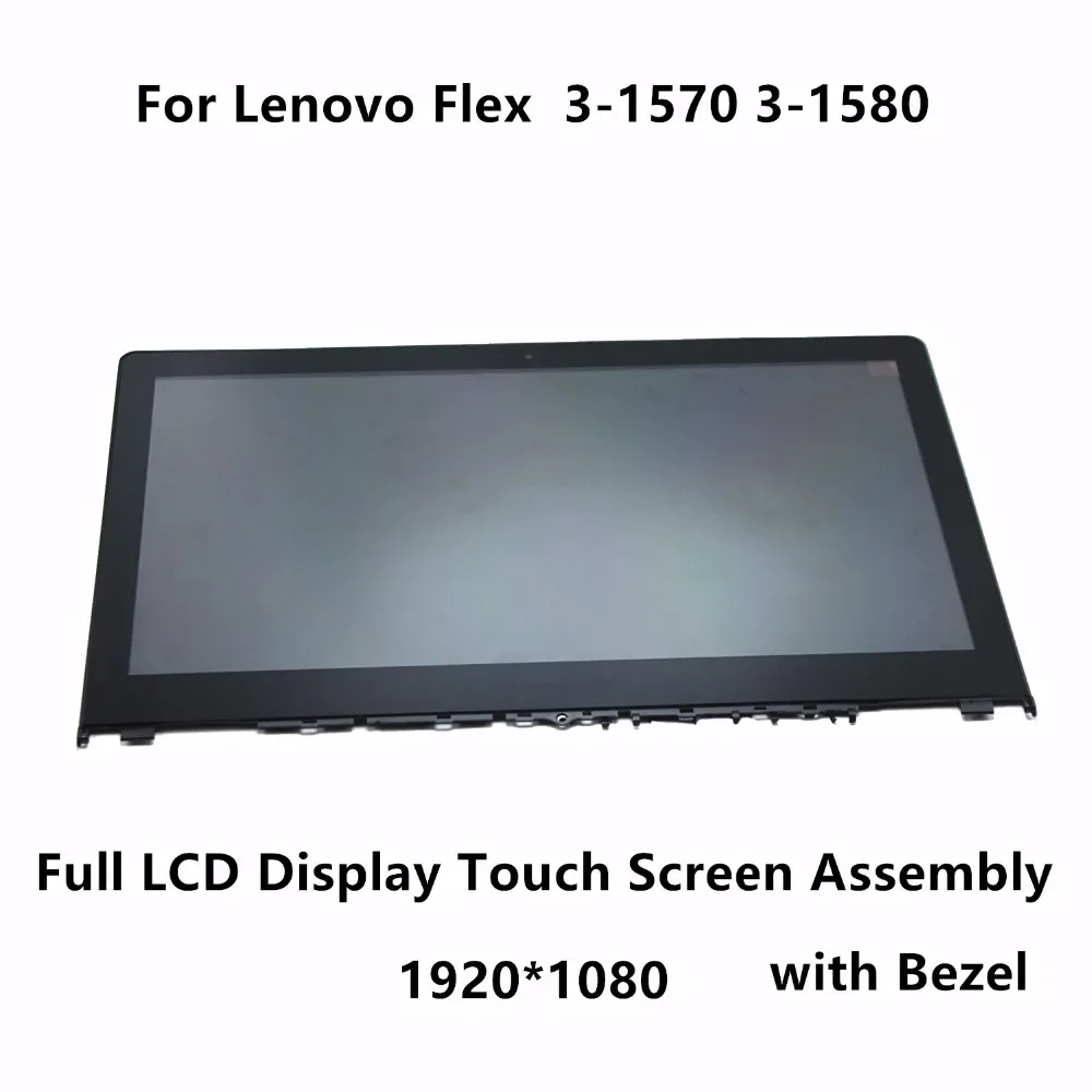 Full LCD Display Panel Touch Digitizer Screen Assembly + Bezel LP156WF4 SPL1 For Lenovo Flex 3-1580 Flex 3-1570 1920x1080 FHD
