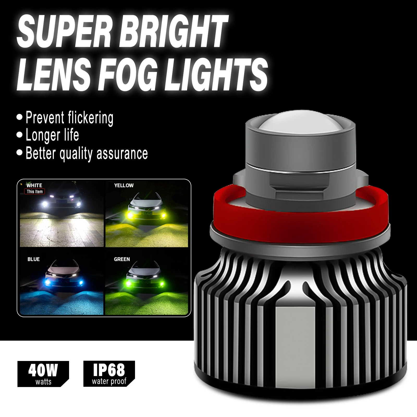 Laser Lens H11 H8 H9 Led Fog Light Bulb H4 Led Fog Lamp 9005 HB3 9006 HB4 CSP 8000K 6000K 3000K Turbo Fog Light For Car 12V 24V