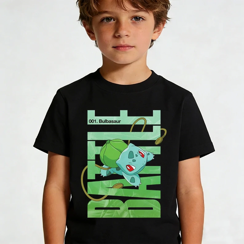 Summer Anime Pokémon Cosplay T-Shirt Cotton Short Sleeve Tops Casual Loose Retro T-Shirt Men Women Kids Family Matching Outfits