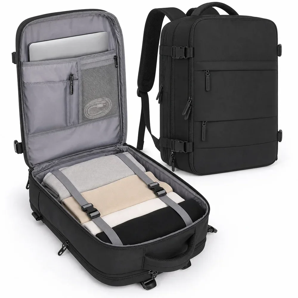 Large Water Resistant Travel Backpack Sports Work Commuting School Daily Carry Multi Compartment Durable Comfortable Daypack view 3