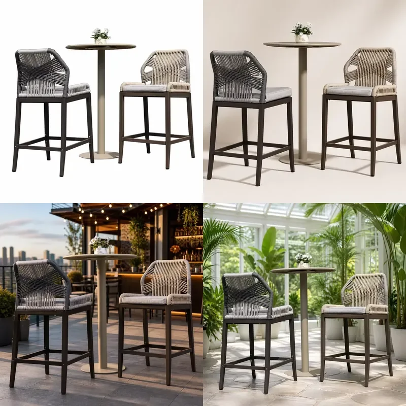for Durable Metal Frame Outdoor Bar Set 3 piece Rope Braided High Bar Set