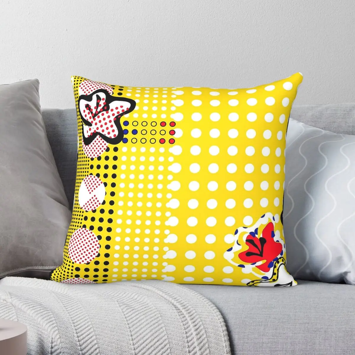 Roy Lichtenstein Comic Dot Pillowcase Polyester Linen Velvet Pattern Zip Decor Throw Pillow Case Car Cushion Case 45x45