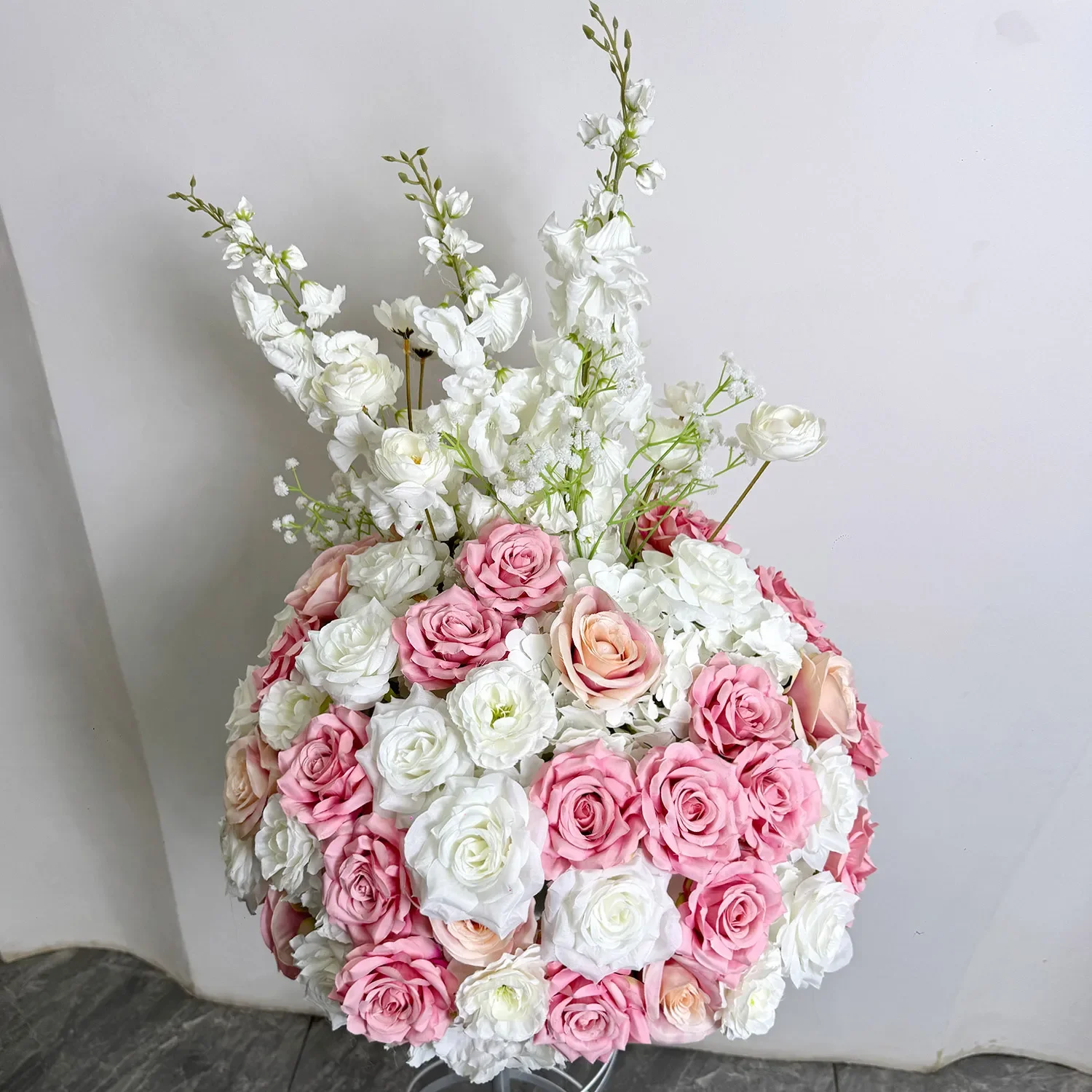 New 60cm simulated white rose ball wedding table flower proposal window exhibition hall decoration road flower