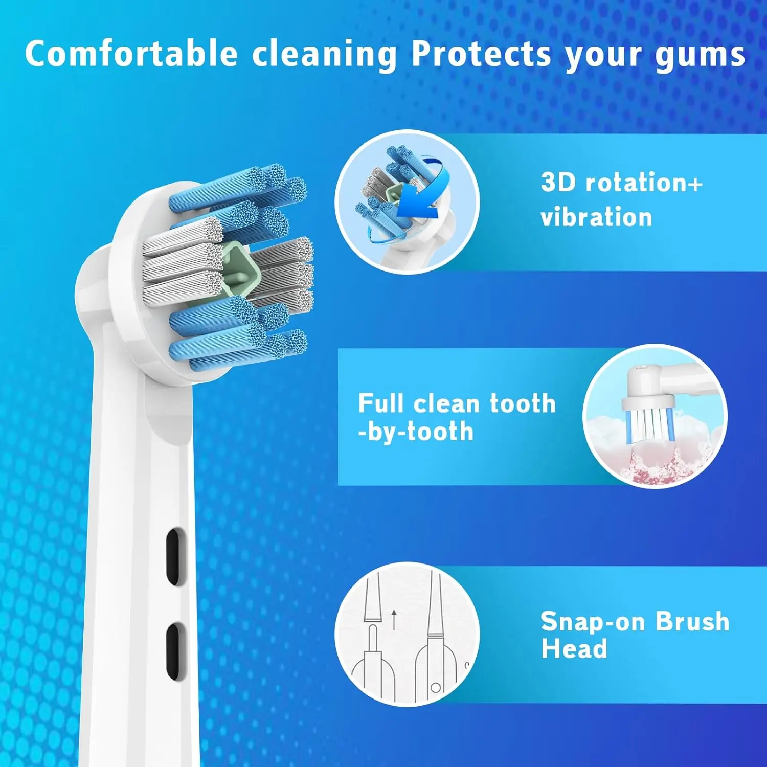 3D Whitening Replacement Brush Heads For Braun Oral B Electric Toothbrush Pro500/100/1500/3000/Genius7500/7000/9600/8000 Etc.