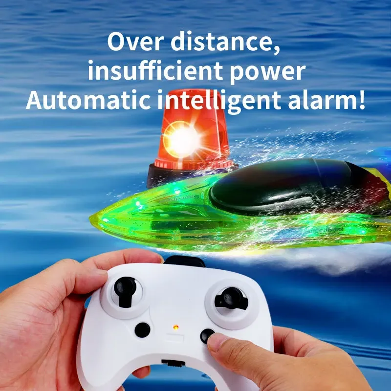 Barcos rc 2.4ghz água interruptor de lancha de alta velocidade luzes de reinicialização navio de controle remoto à prova dwaterproof água brinquedo das crianças meninos barcos elétricos