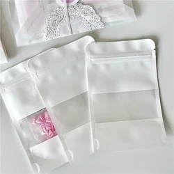 Thick White Kraft Paper Package Bags Frosted Window Heat Sealing Food Coffee Bean Snacks Gift Zip Lock Packing Pouches