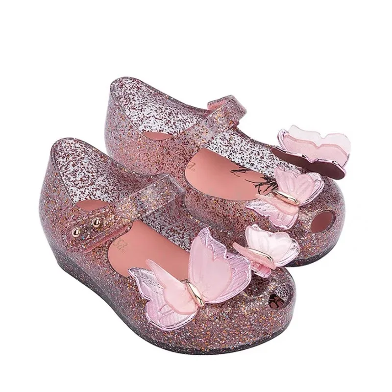 

Mini Melissa 2024 New Style Children Jelly Shoes Girl Fashion Cute Butterfly Style Single Shoes Spring Summer Kids Beach Sandal