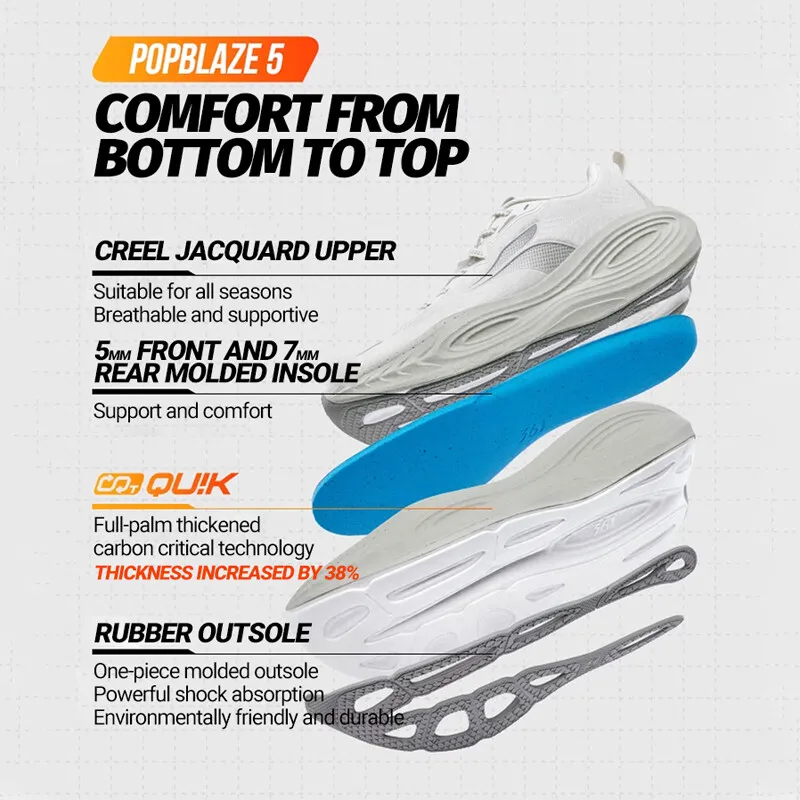 361 Degrees PopBlaze 5 Men Running Shoes New Cushioning Thick-soled Breathable Non-slip Outdoor Jogging Male Sneakers 672532212 view 2