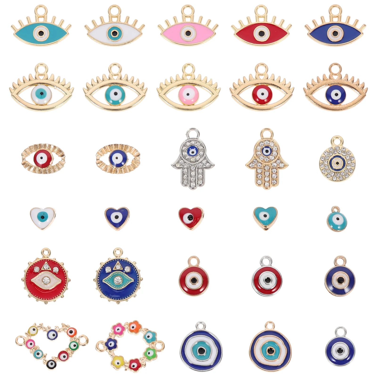 

30 шт. высококачественных подвесок в форме глаза из сплава, с гладкой поверхностью, устойчивые к выцветанию, для самостоятельного изготовления украшений: серег, ожерелий, браслетов