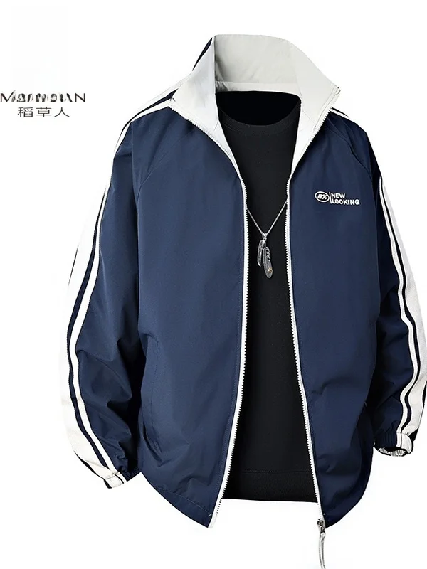 

Double-Sided Wear Men's Jaet Casual Loose Fit Stand Collar Spor Sle Autumn New Trendy Brand Mexican St Man Coat