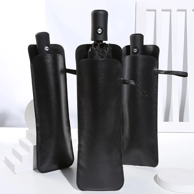 100Pcs PU Black Leather Umbrella Case Cover Soft Storage Umbrella Pocket Portable Package Bag