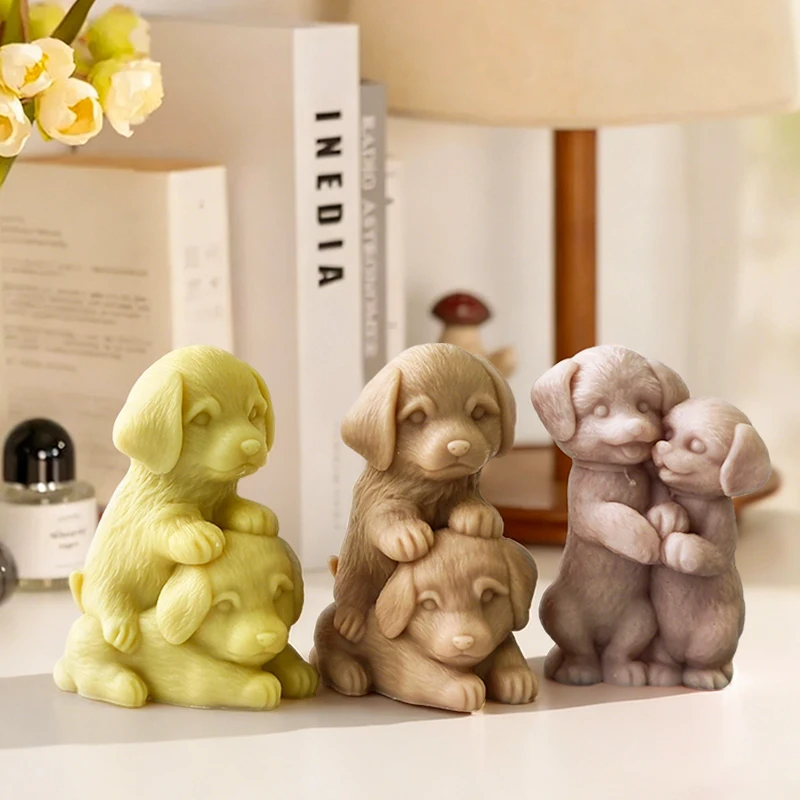 Puppy Candle Silicone Mold Handmade Gifts Golden Retriever Plaster Resin Ornaments Mould Soap Candle Making Supplies