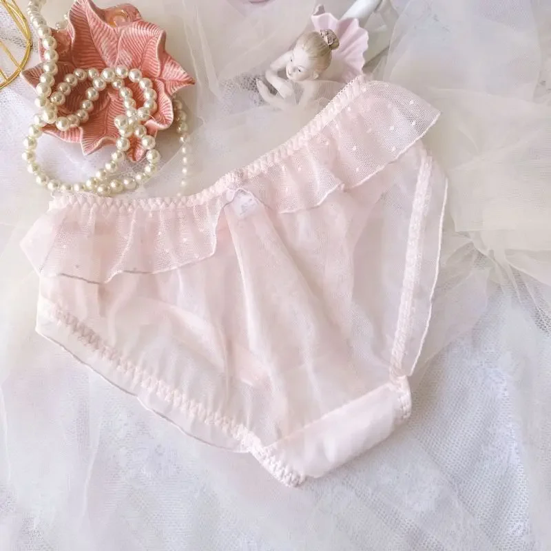 المرأة مثير شبكة الدانتيل الكشكشة نقطة ملابس داخلية شفافة مرونة عالية تنفس سلس لطيف جميل سويتي الأميرة سراويل #6