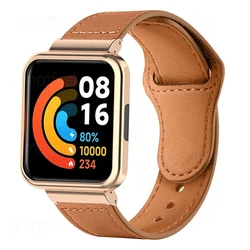 Funda de Metal con correa de cuero para reloj Redmi 2 Lite 3, carcasa protectora para Xiaomi Mi Watch Lite, marco de pulsera