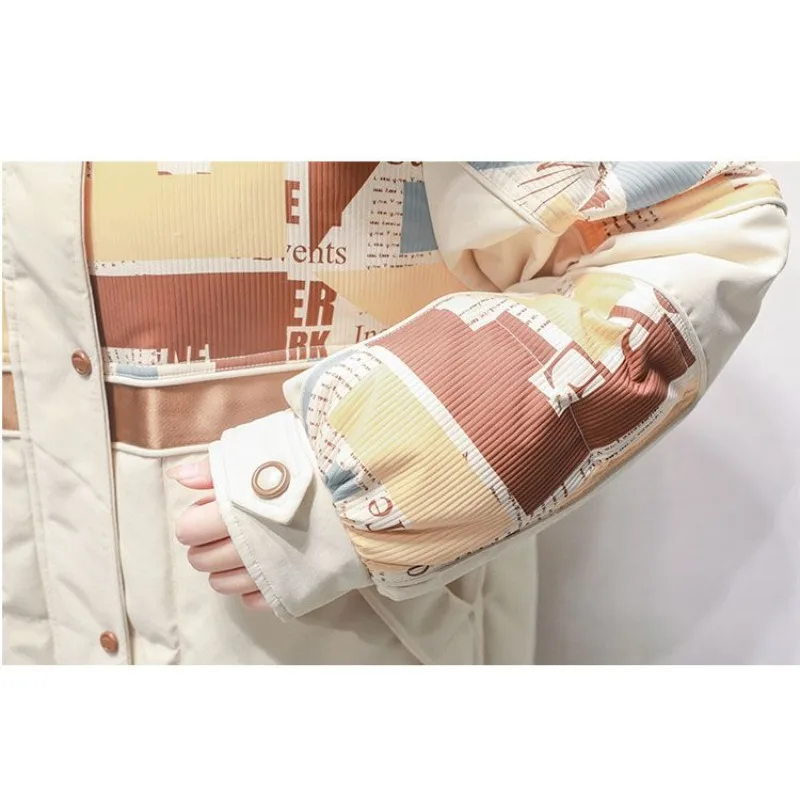 High-end na moda cor contrastante para baixo jaqueta feminina médio e longo sobre o joelho novo coreano pato branco para baixo jaqueta engrossado