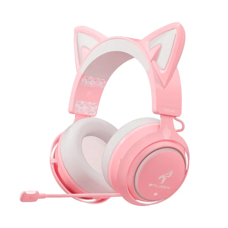 Somic Gs510 Cat Ear Rgb Light Headphone Wired/Wireless 2.4g Gaming E-Sport Headset For Girls Gamer Desktop Player Custom Gift