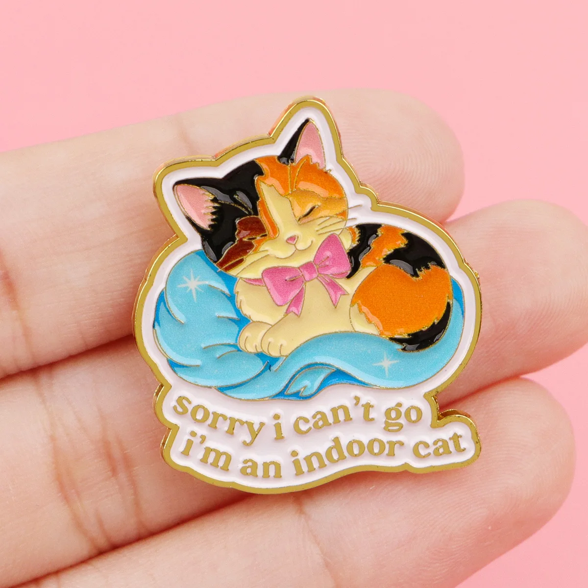 sorry i can't go Enamel Pin Cute Cat Brooch Pines Lapel Pins Badge on Backpack Clothing Accessories Fashion Jewelry Friends Gift