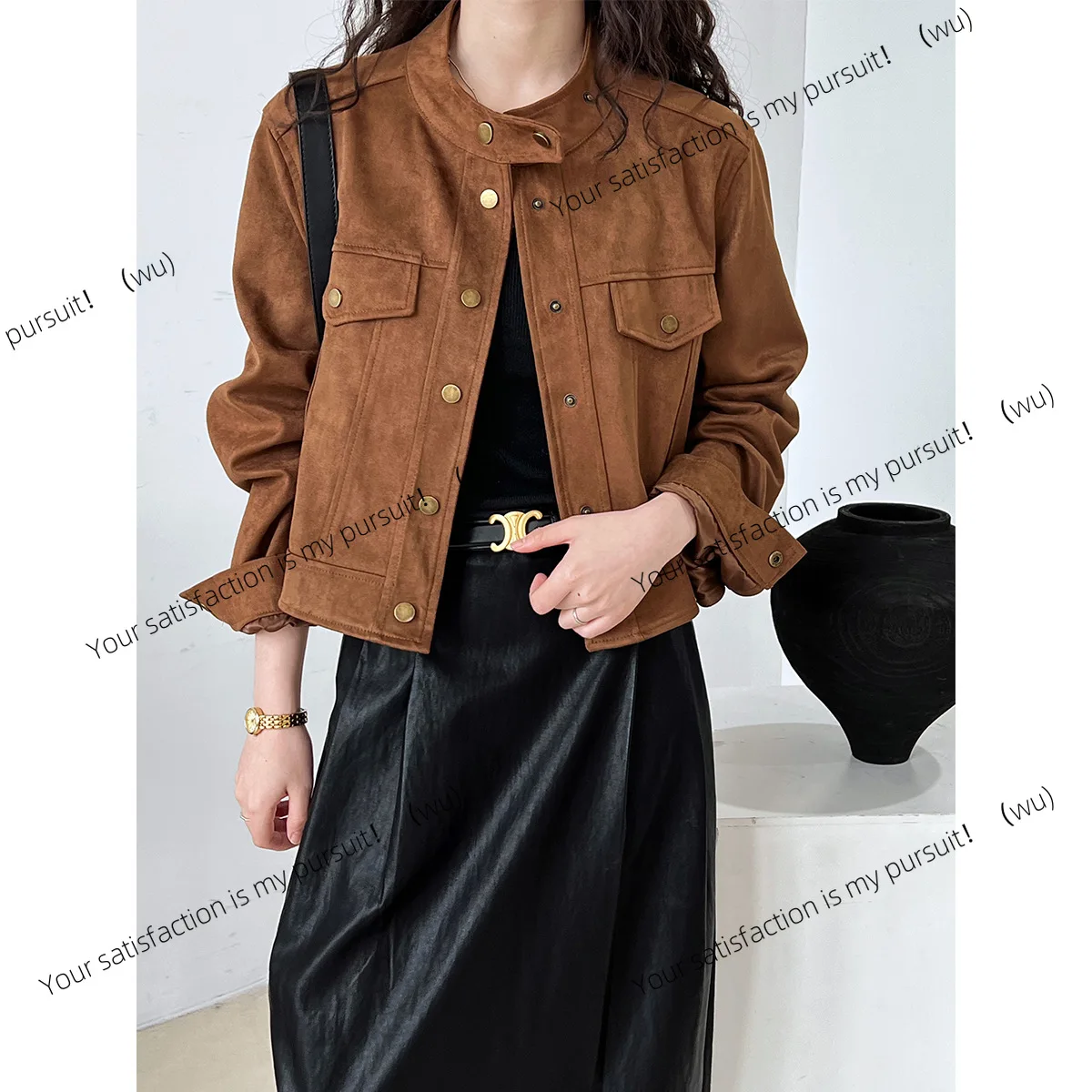 

Suede short coat women's autumn new design sweet cool motorcycle jacket