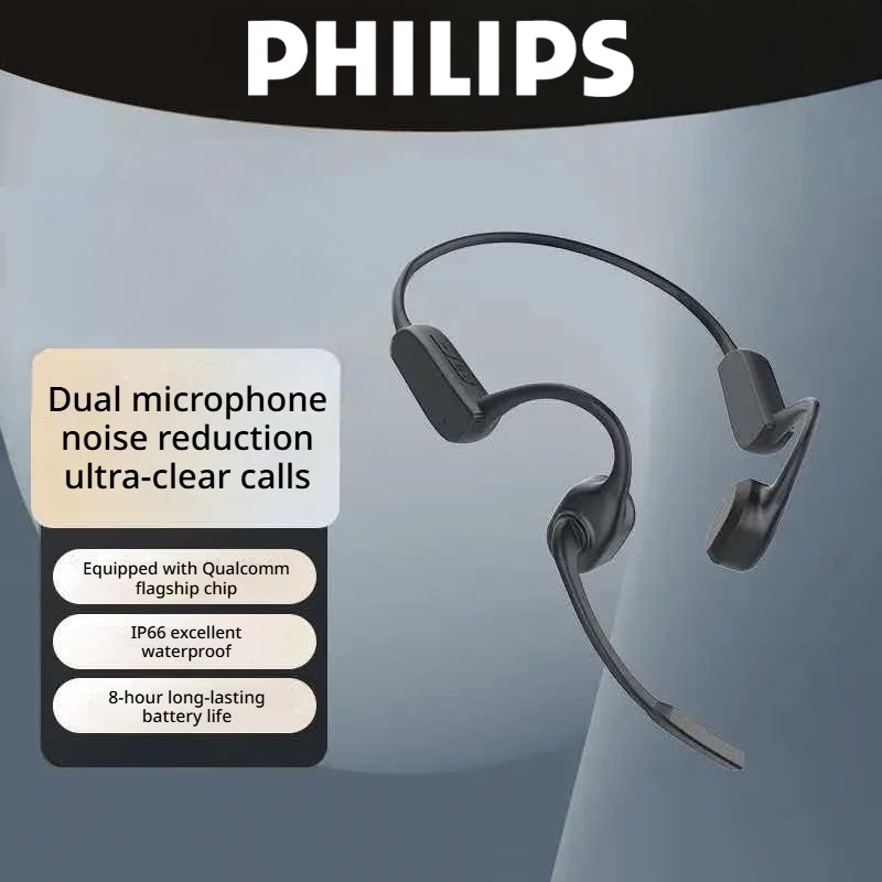Philips TAN5609 Bone Conduction Headphone Wireless Bluetooth Ride Headset Dual HD AI Mic Noise Reduction Earphone Long Standby