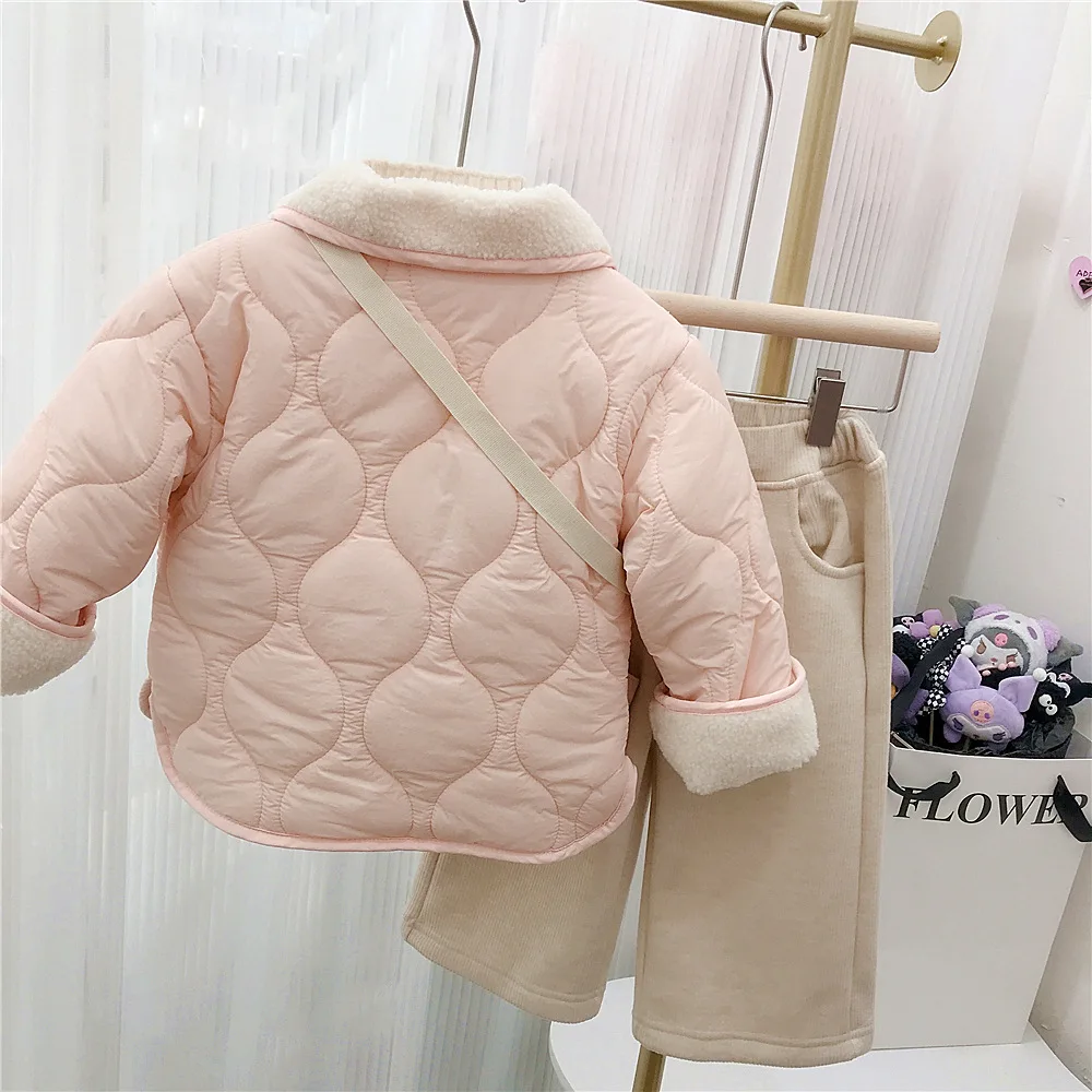 Girls Cotton-padded Coat 2024 New Winter Laminated Cotton Thickened Foreign Coat Female Treasure Korean Sweet Style Clothes