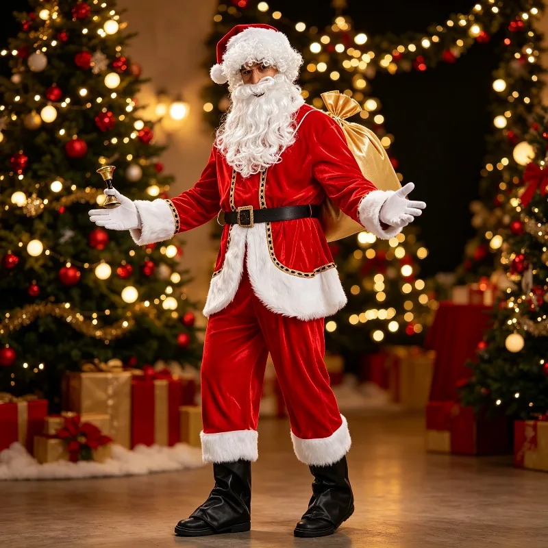 Conjunto de Accesorios de Vestir para Hombre 2026, Nuevo Traje Navideño para Espectáculo, Traje de Papá Noel para Fiesta Navideña