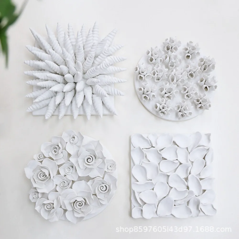 Ceramic Handmade Petal TV Wall Decoration Porch Aisle Background Wall Square Creative Hanging Decorative Ornaments